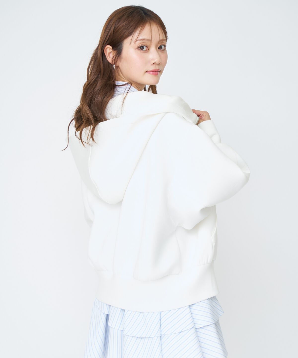 アンドクチュール「ロゴ刺繍ボンディングZIPパーカー」|パーカー|