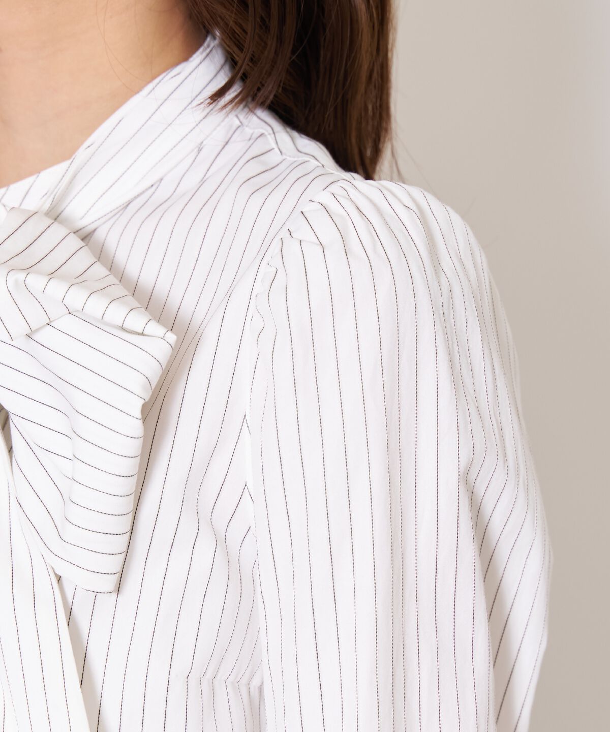 アンドクチュール「バタフライリボンストライプブラウス」|シャツ・ブラウス|