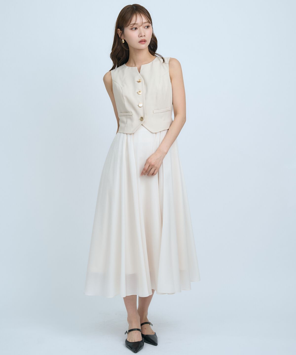 アンドクチュール「ショートジレレイヤードワンピース」|ワンピース|