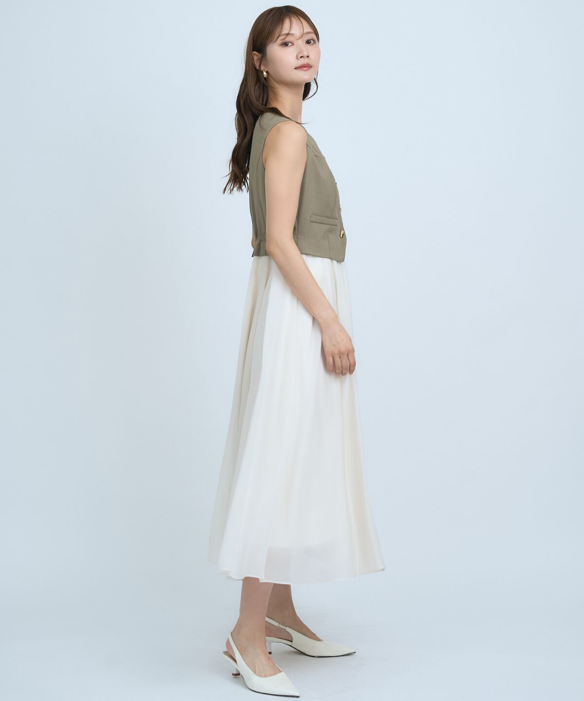 アンドクチュール「ショートジレレイヤードワンピース」|ワンピース|