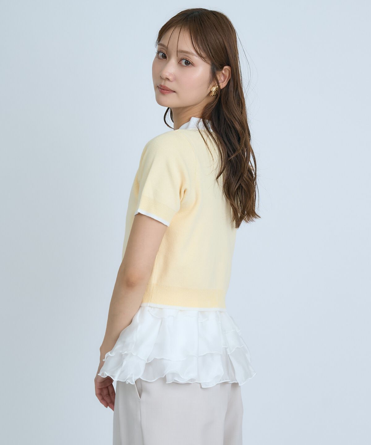 アンドクチュール「ポロニットプルオーバー&times;ペプラムキャミソール」|ニット・セーター|