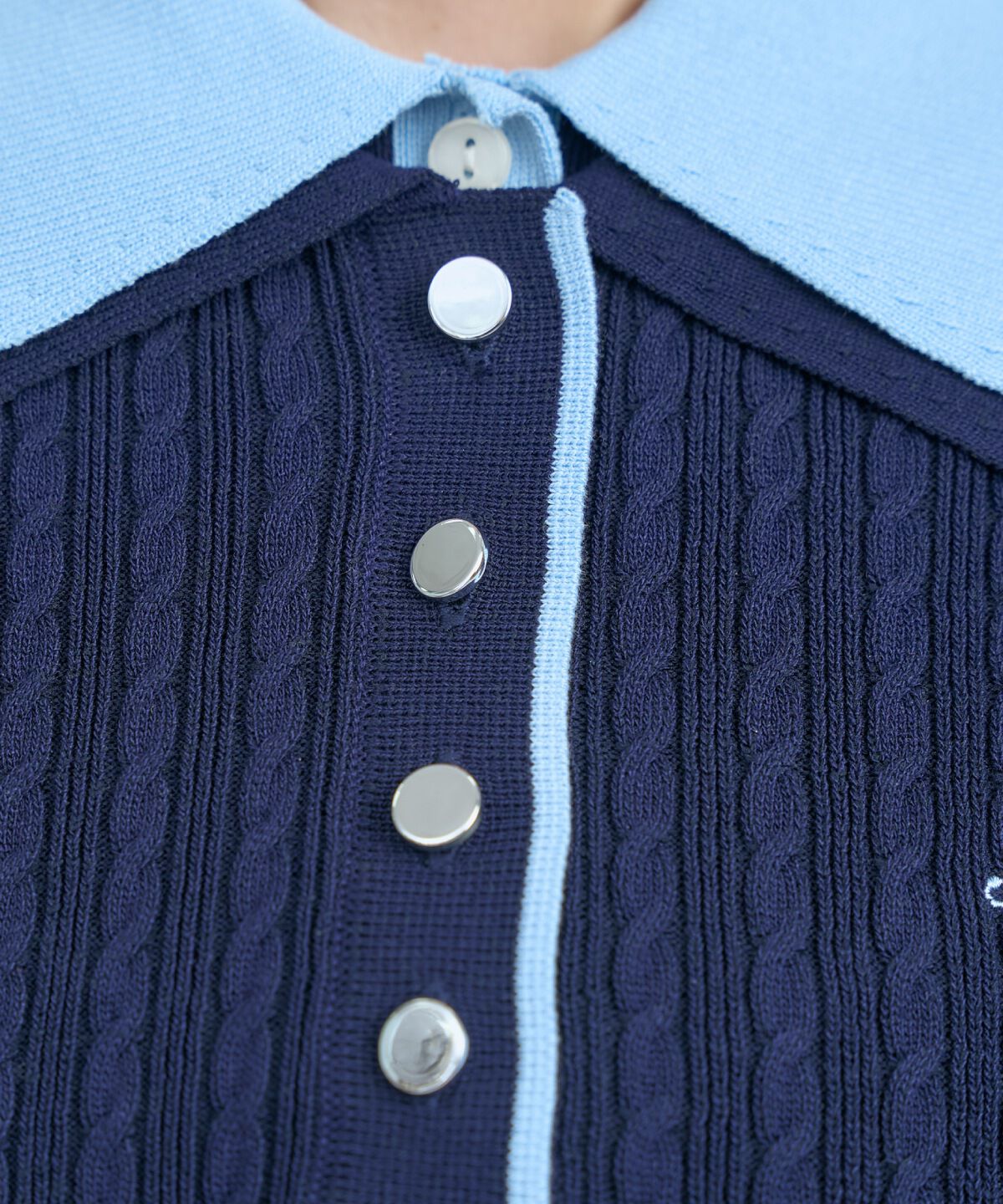 アンドクチュール「ダブルカラーケーブルポロニット」|ニット・セーター|