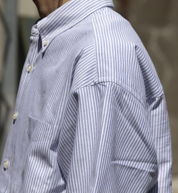 GLOSTER「【GLOSTER/グロスター】オーバーサイズ オックスボタンダウン ストライプシャツ 半袖」|シャツ・ブラウス|