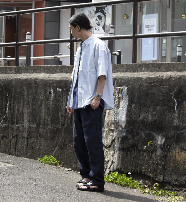 GLOSTER「【GLOSTER/グロスター】オーバーサイズ オックスボタンダウン ストライプシャツ 半袖」|シャツ・ブラウス|