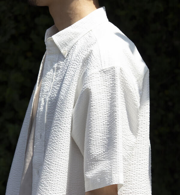 GLOSTER「【GLOSTER/グロスター】シアサッカー ボタンダウン半袖シャツ」|シャツ・ブラウス|