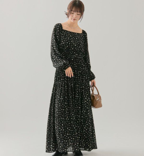  「小花コルセットワンピース」|ワンピース|ブラック