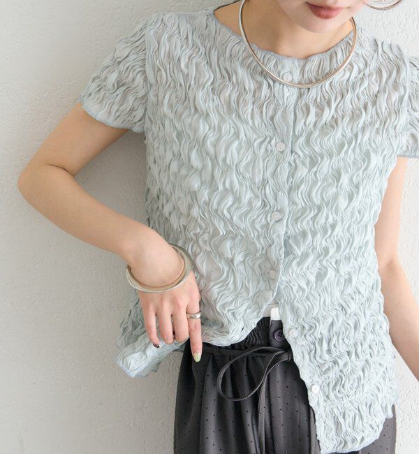  「エアリーシャーリングブラウス」|シャツ・ブラウス|ブルー