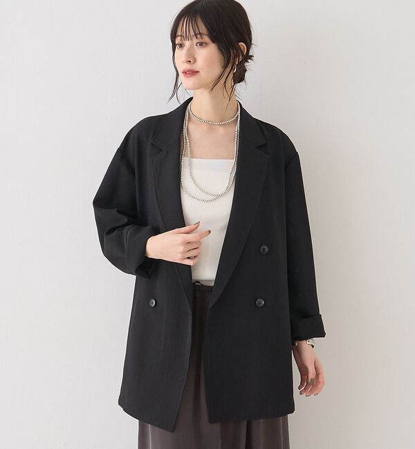 Rouge vif「バスケットメッシュダブルジャケット」|テーラードジャケット|ブラック