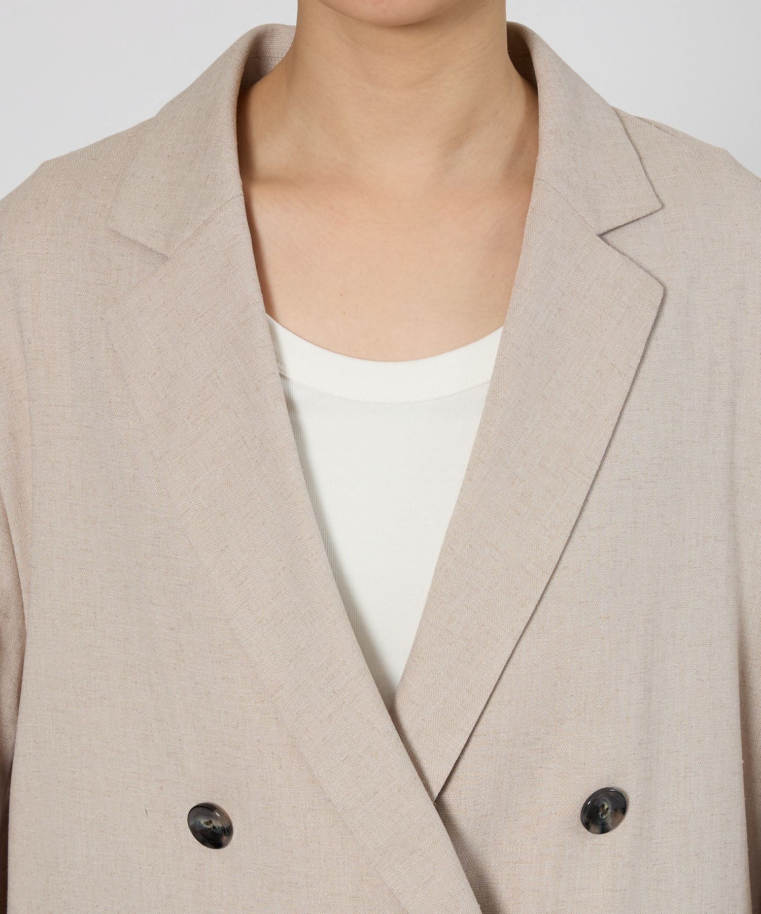 BABYLONE「【多機能素材】リネンライク半袖ジャケット」|テーラードジャケット|