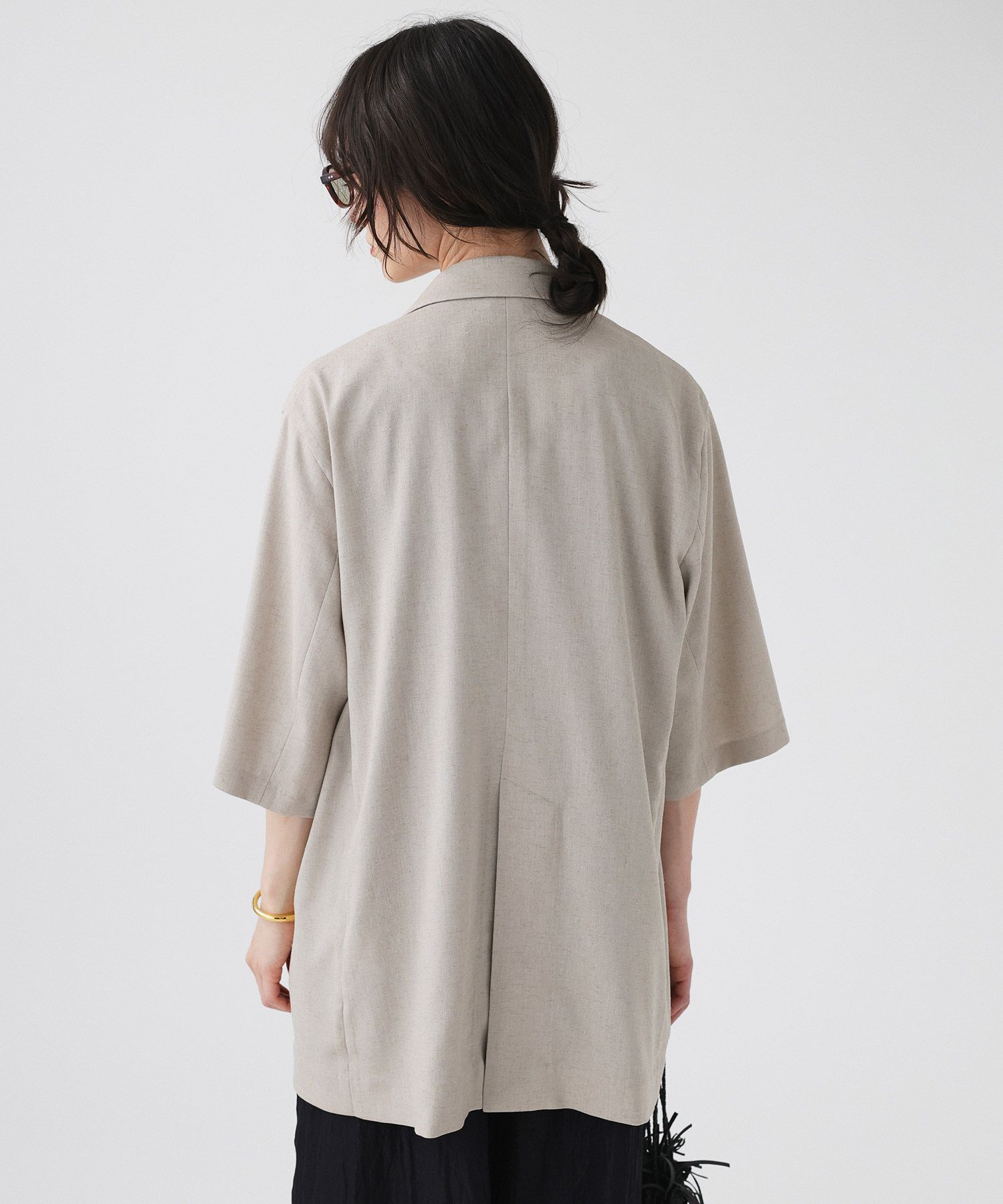 BABYLONE「【多機能素材】リネンライク半袖ジャケット」|テーラードジャケット|