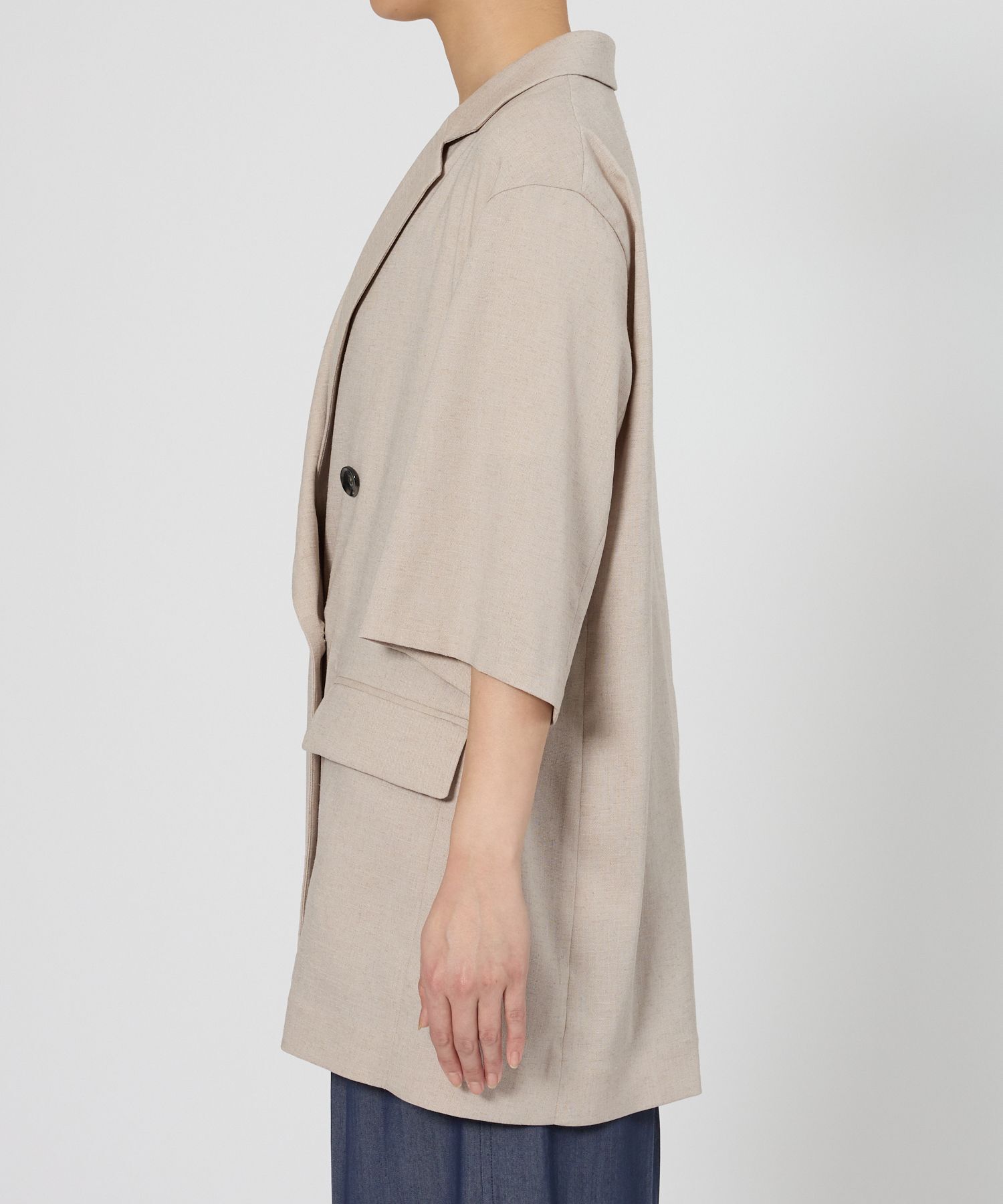 BABYLONE「【多機能素材】リネンライク半袖ジャケット」|テーラードジャケット|