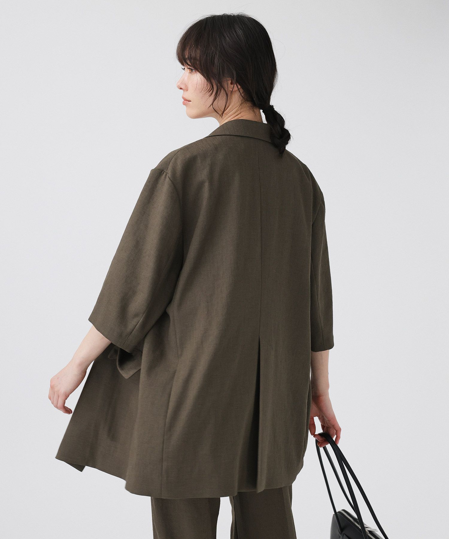 BABYLONE「【多機能素材】リネンライク半袖ジャケット」|テーラードジャケット|