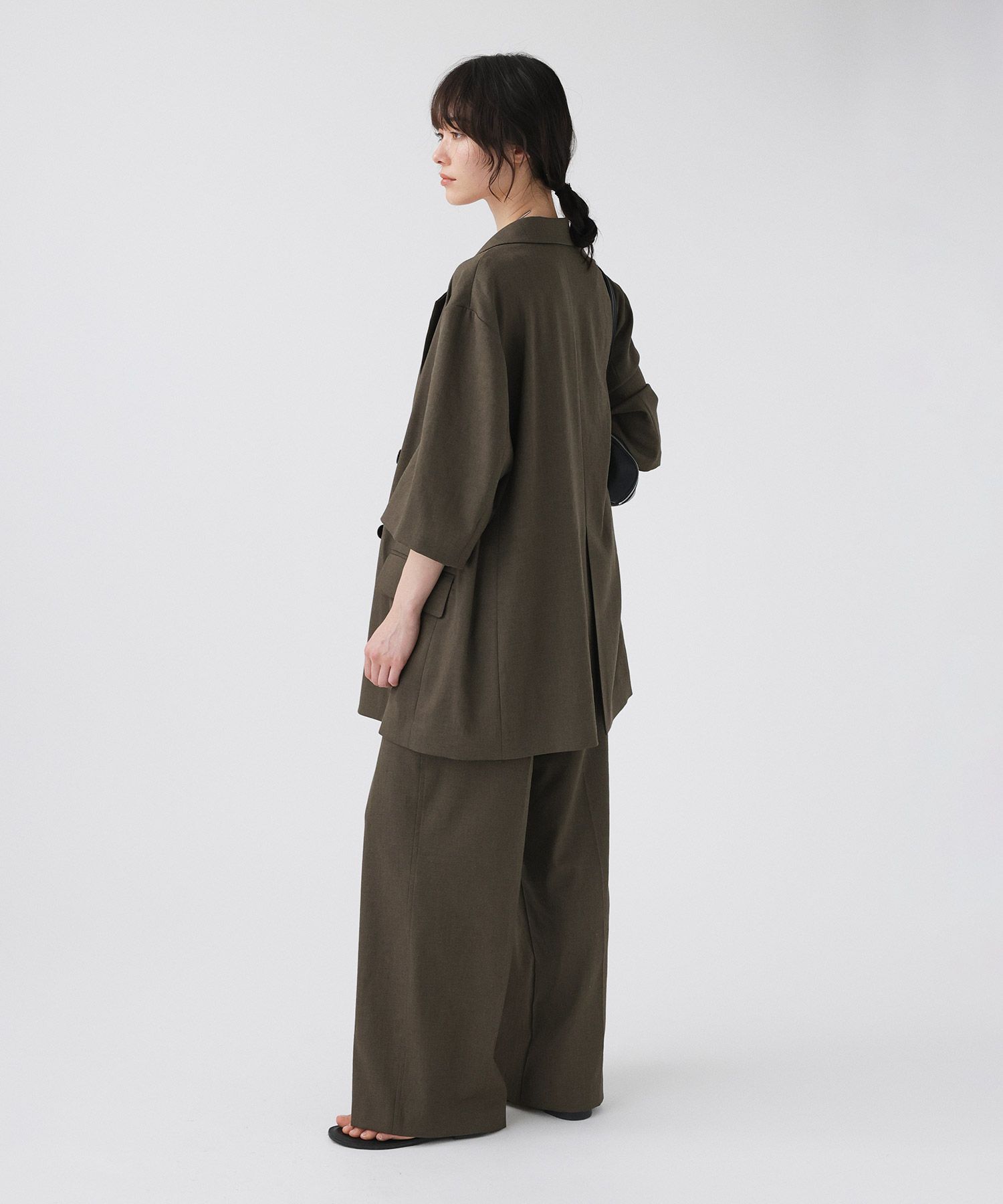 BABYLONE「【多機能素材】リネンライク半袖ジャケット」|テーラードジャケット|