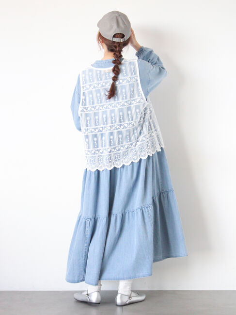 Samansa Mos2「【オーガニックコットン】デニムティアードワンピース」|ワンピース|
