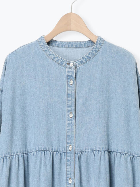 Samansa Mos2「【オーガニックコットン】デニムティアードワンピース」|ワンピース|