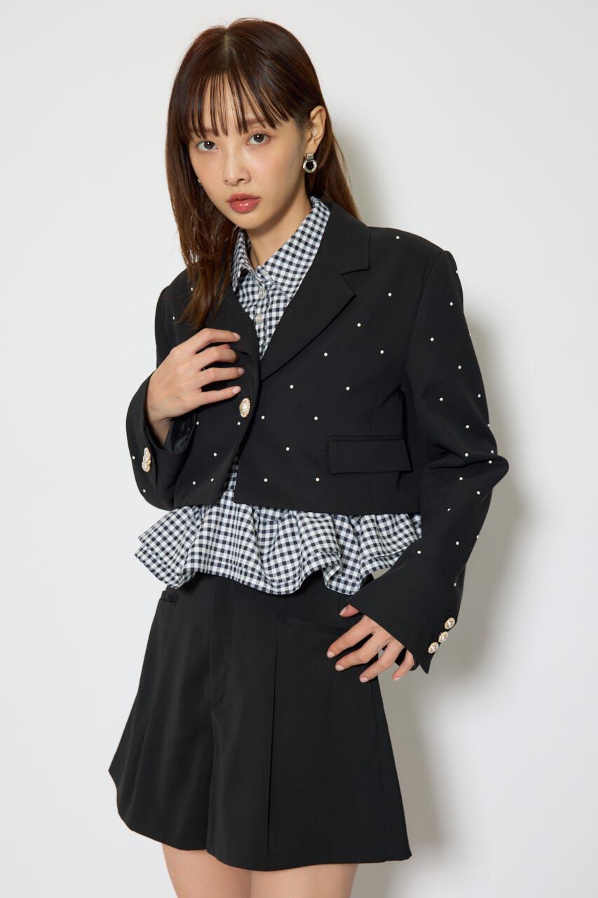 rienda「パール付きシングルショートテーラードジャケット」|その他|