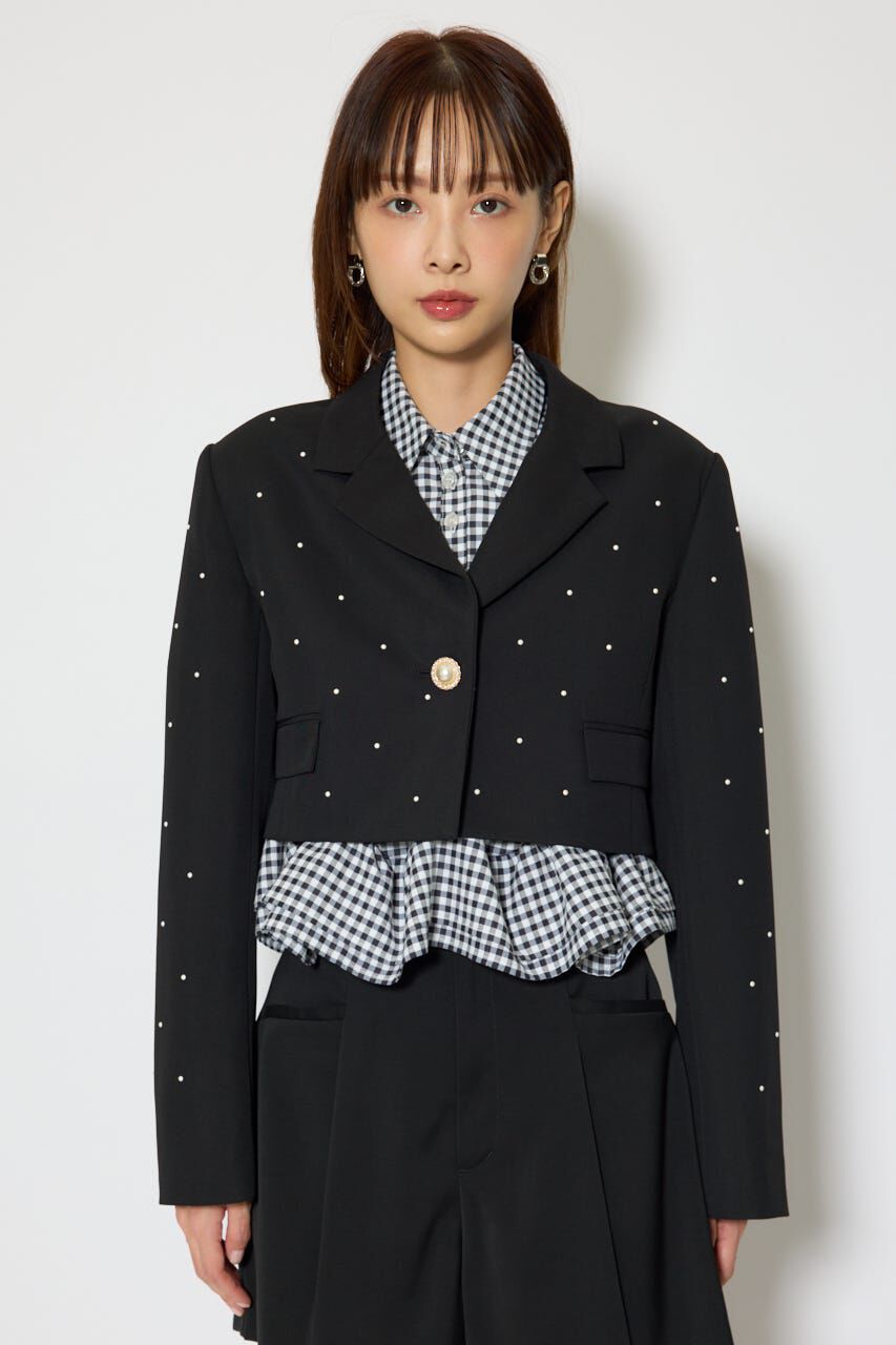 rienda「パール付きシングルショートテーラードジャケット」|その他|