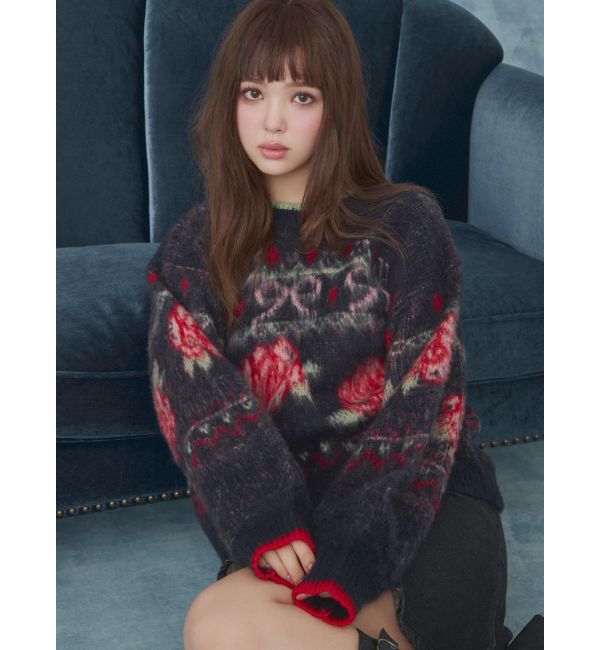 CALNAMUR「ローズ＆リボンジャガードニット」|ニット・セーター|