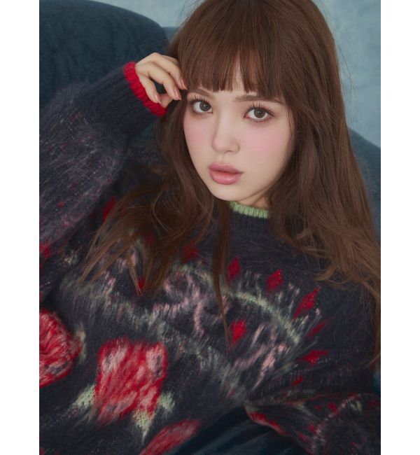 CALNAMUR「ローズ＆リボンジャガードニット」|ニット・セーター|