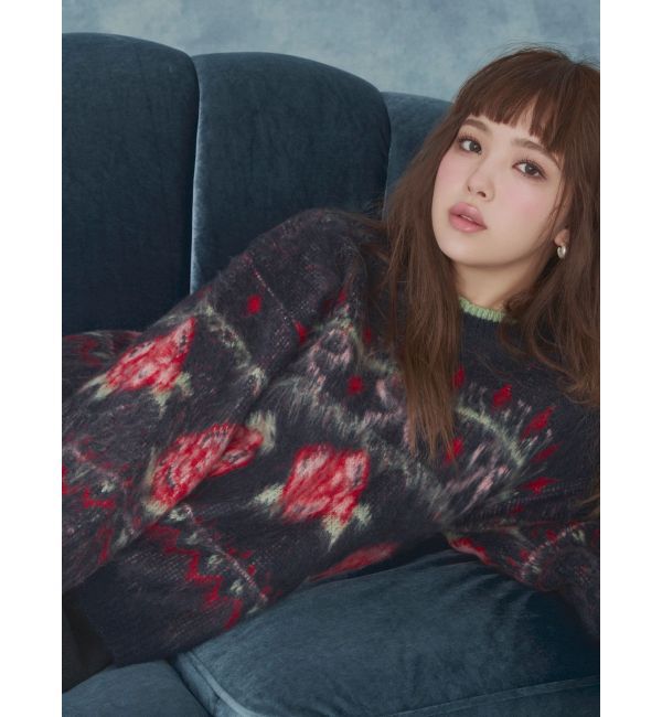 CALNAMUR「ローズ＆リボンジャガードニット」|ニット・セーター|