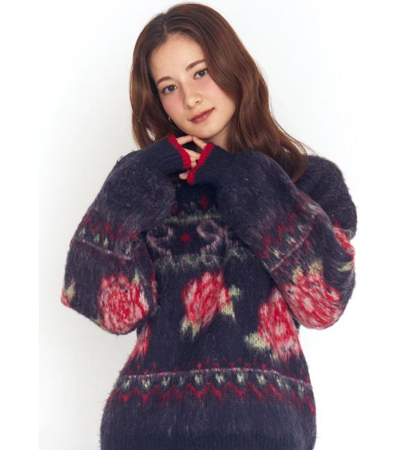 CALNAMUR「ローズ＆リボンジャガードニット」|ニット・セーター|