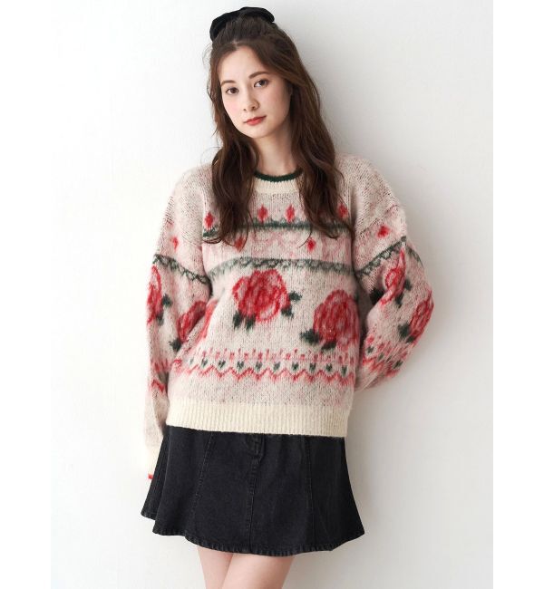 CALNAMUR「ローズ＆リボンジャガードニット」|ニット・セーター|