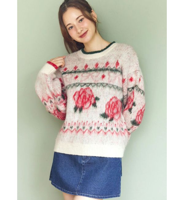 CALNAMUR「ローズ＆リボンジャガードニット」|ニット・セーター|