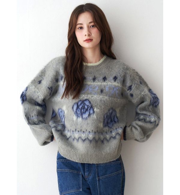 CALNAMUR「ローズ＆リボンジャガードニット」|ニット・セーター|