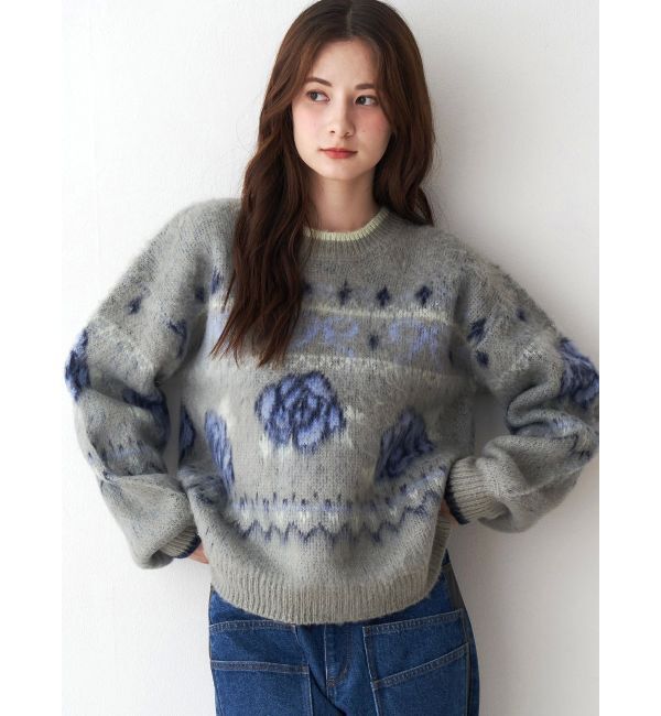 CALNAMUR「ローズ＆リボンジャガードニット」|ニット・セーター|