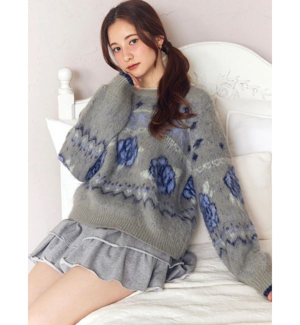 CALNAMUR「ローズ＆リボンジャガードニット」|ニット・セーター|