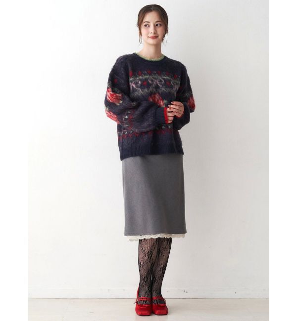 CALNAMUR「ローズ＆リボンジャガードニット」|ニット・セーター|