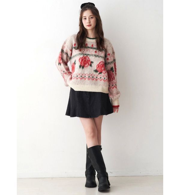 CALNAMUR「ローズ＆リボンジャガードニット」|ニット・セーター|