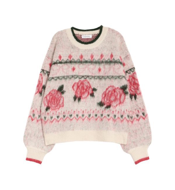 CALNAMUR「ローズ＆リボンジャガードニット」|ニット・セーター|