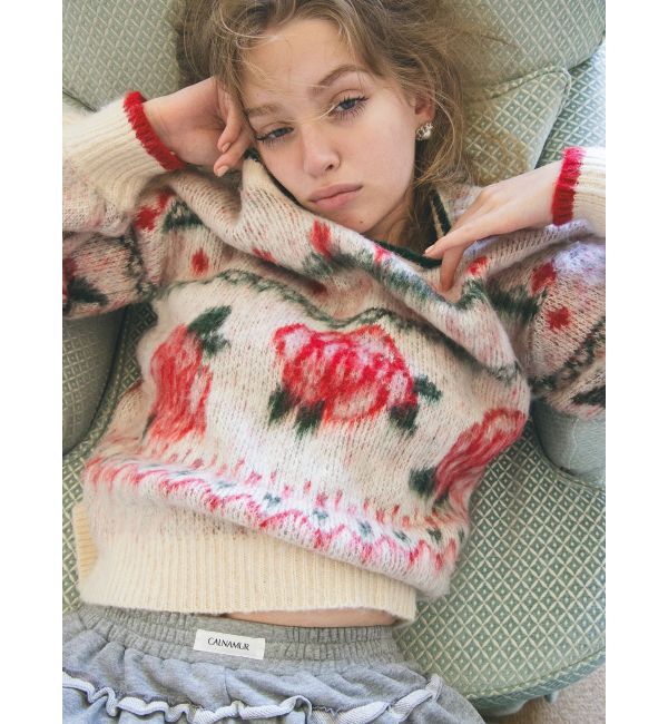 CALNAMUR「ローズ＆リボンジャガードニット」|ニット・セーター|
