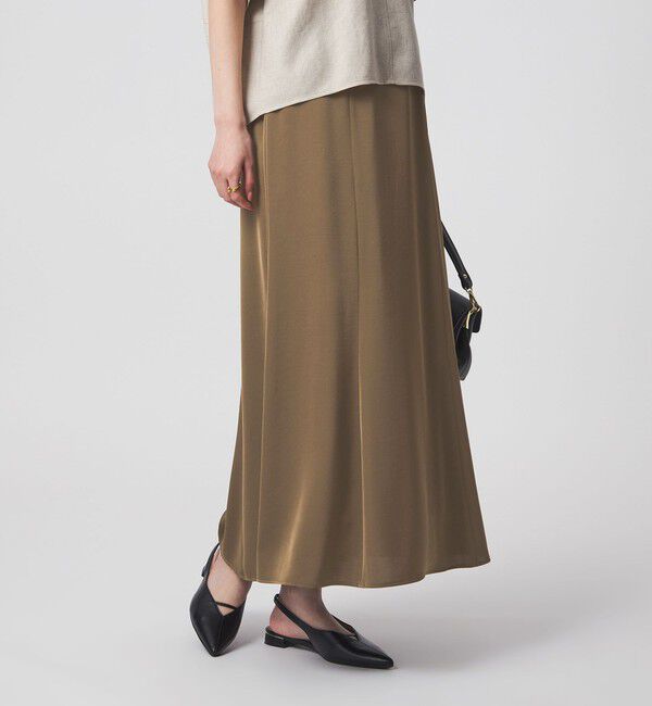 UNITED ARROWS green label relaxing「サテン セミナロー スカート」|フレア|