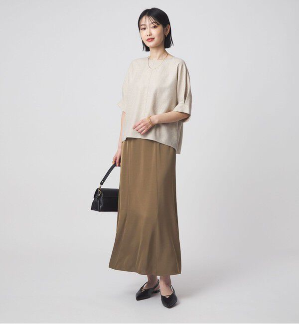 UNITED ARROWS green label relaxing「サテン セミナロー スカート」|フレア|