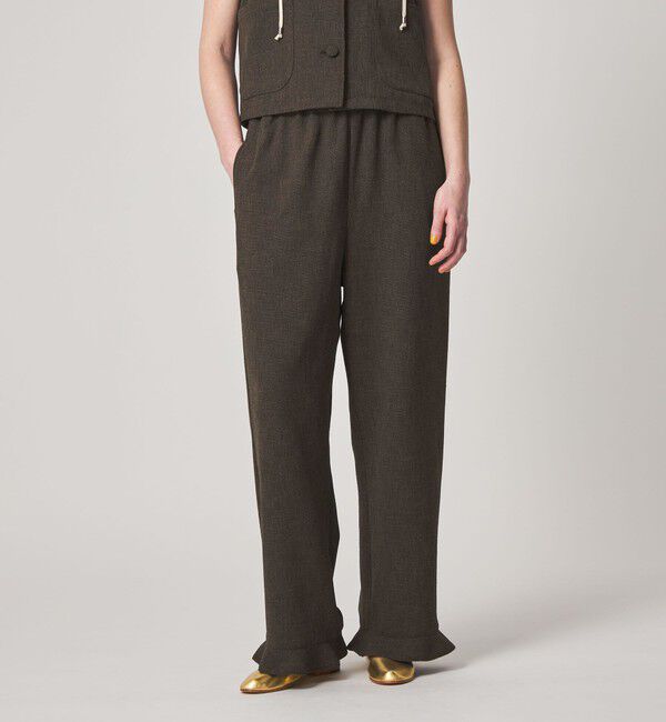 STEVEN ALAN「＜Steven Alan＞ツイードライク フリル パンツ」|チノ|DK.BROWN