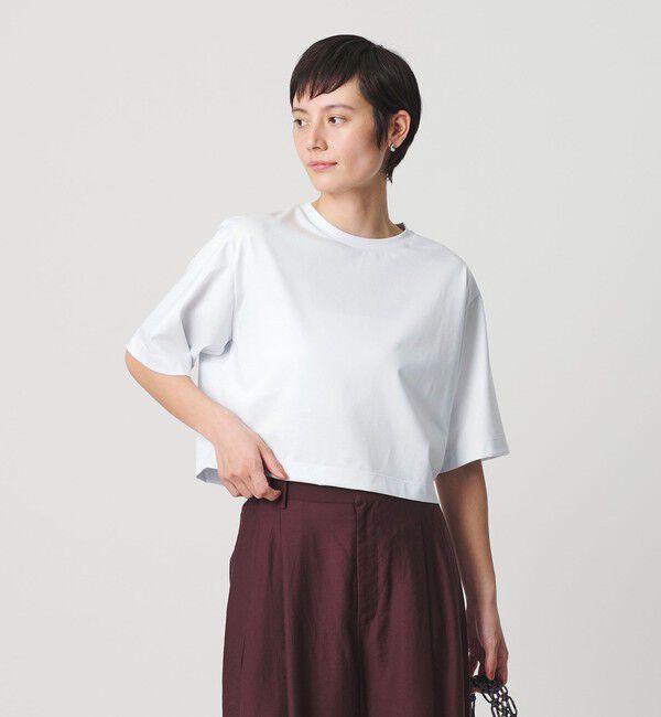 BEAUTY&YOUTH UNITED ARROWS「コットンポリエステル クロップド Tシャツ」|Tシャツ・カットソー|WHITE