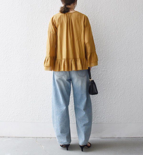 SHIPS any「SHIPS any:〈洗濯機可能〉コットン モス ラッフル フリル キーネック ブラウス」|シャツ・ブラウス|