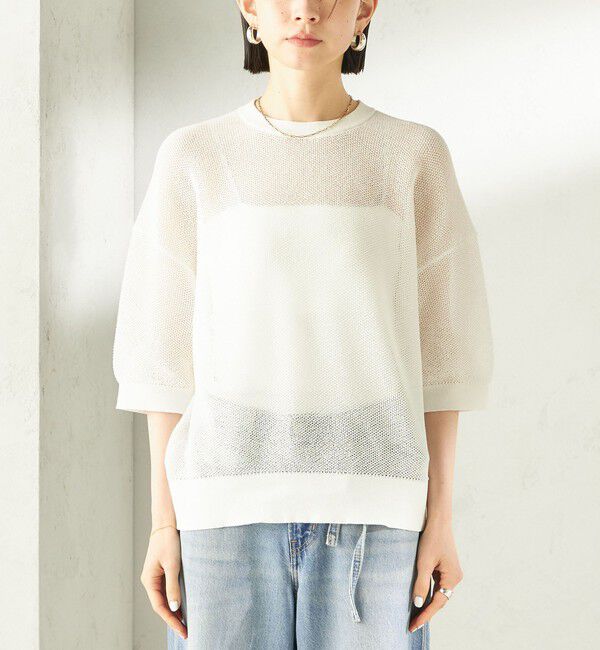 SHIPS for women「《予約》〈手洗い可能〉16G 半袖 プルオーバー」|ニット・セーター|