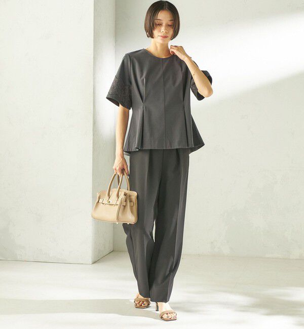 SHIPS for women「《予約》〈手洗い可能〉シルケット ポンチ レース コンビ プルオーバー」|Tシャツ・カットソー|