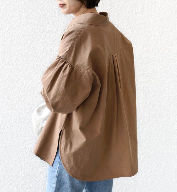 SHIPS for women「〈手洗い可能〉無地 / ストライプ サイド スリット スキッパー コットン シャツ 2」|シャツ・ブラウス|