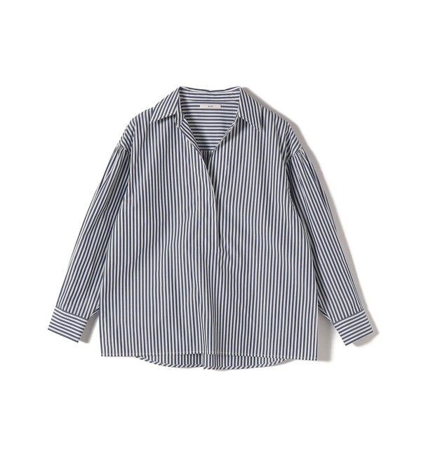 SHIPS for women「〈手洗い可能〉無地 / ストライプ サイド スリット スキッパー コットン シャツ 2」|シャツ・ブラウス|