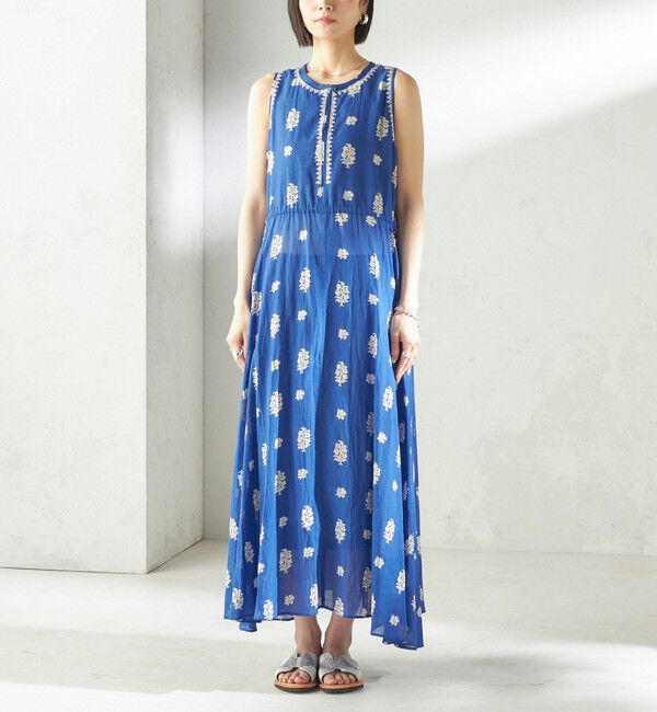 SHIPS for women「《予約》【SHIPS別注】Fanaka:〈手洗い可能〉フラワー プリント 刺繍 ワンピース」|ワンピース|