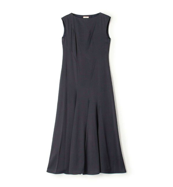 DES PRES「グロッシーサテン シームフレアワンピース」|ワンピース|69 ネイビー