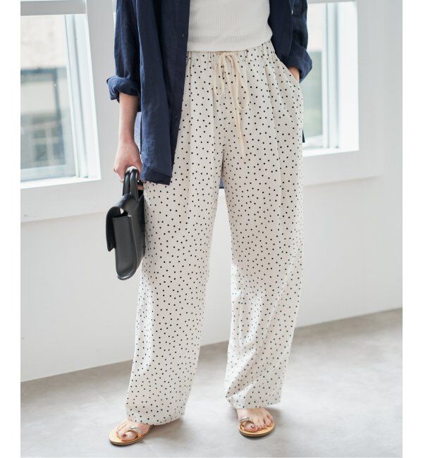 Spick and Span「《WEB限定 / 追加》ドットプリントイージーストレートパンツ」|スラックス|ホワイトベース