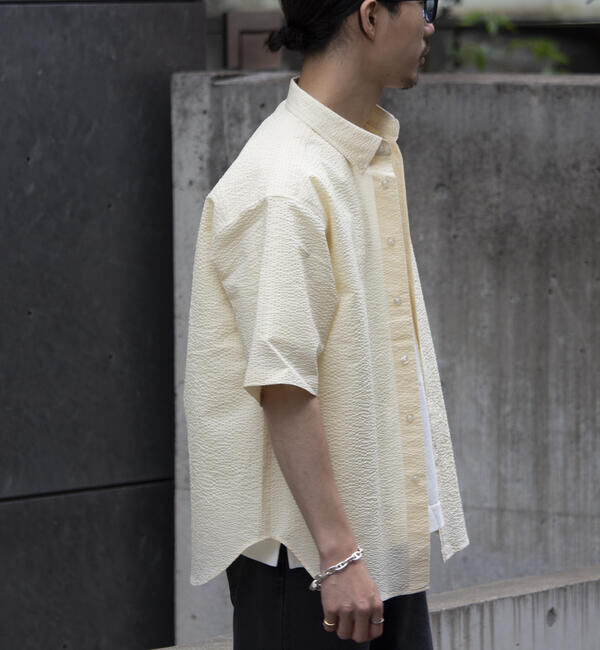 GLOSTER「【GLOSTER/グロスター】シアサッカー ボタンダウン半袖シャツ」|シャツ・ブラウス|