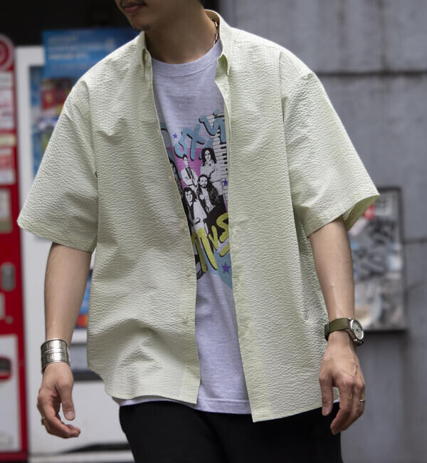 GLOSTER「【GLOSTER/グロスター】シアサッカー ボタンダウン半袖シャツ」|シャツ・ブラウス|