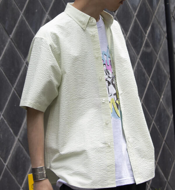 GLOSTER「【GLOSTER/グロスター】シアサッカー ボタンダウン半袖シャツ」|シャツ・ブラウス|