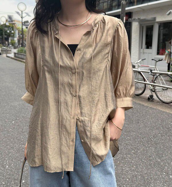 fredy emue「シャイニーシアー２WAYハーフスリーブブラウス」|シャツ・ブラウス|